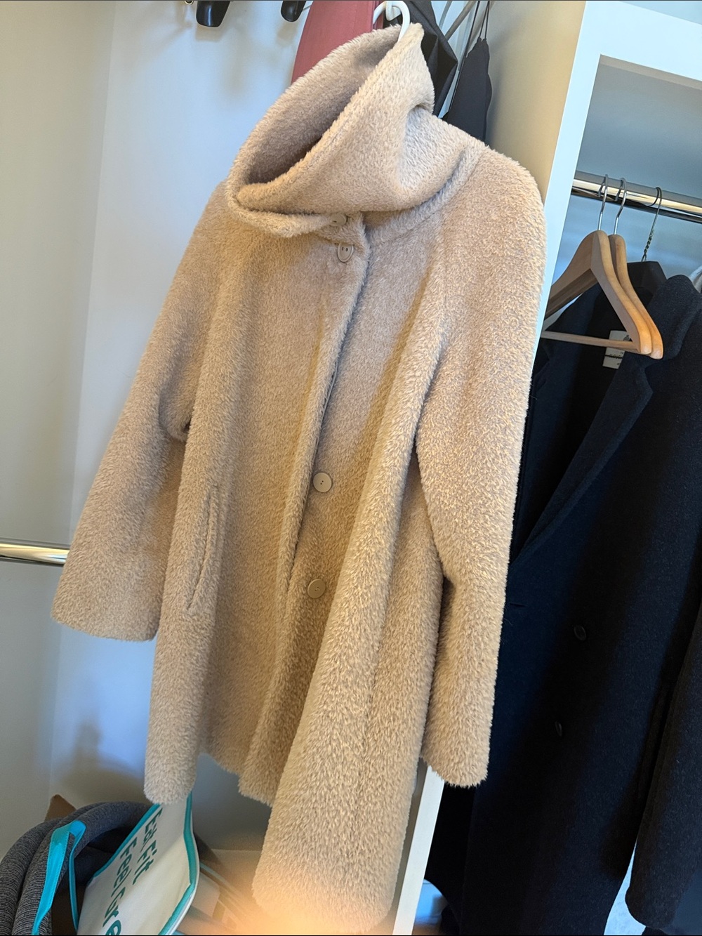 MaxMara champagne funnel neck midi coat - size 36